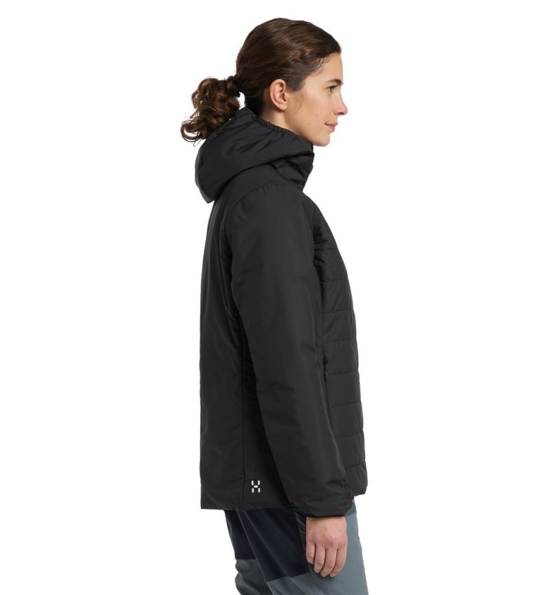 Women's Haglöfs Mimic Silver Hood Insulated Jackets Black Canada | MF82-710