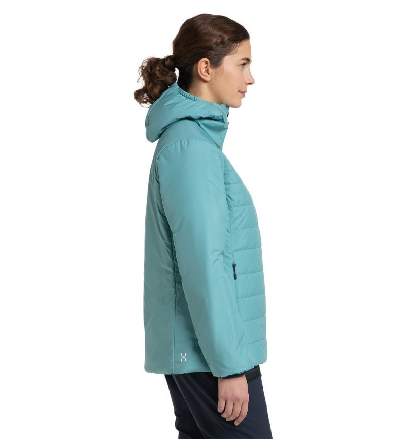 Women's Haglöfs Mimic Silver Hood Insulated Jackets Green Blue Canada | NE32-454