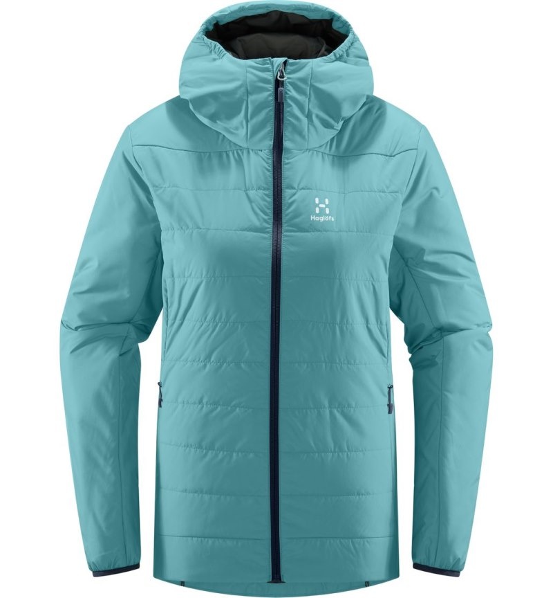 Women's Haglöfs Mimic Silver Hood Insulated Jackets Green Blue Canada | NE32-454