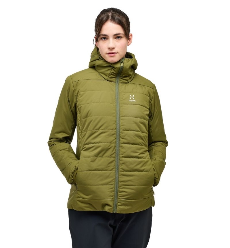 Women's Haglöfs Mimic Silver Hood Insulated Jackets Olive Green Canada | JO78-248