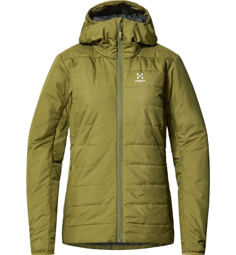 Women's Haglöfs Mimic Silver Hood Insulated Jackets Olive Green Canada | JO78-248