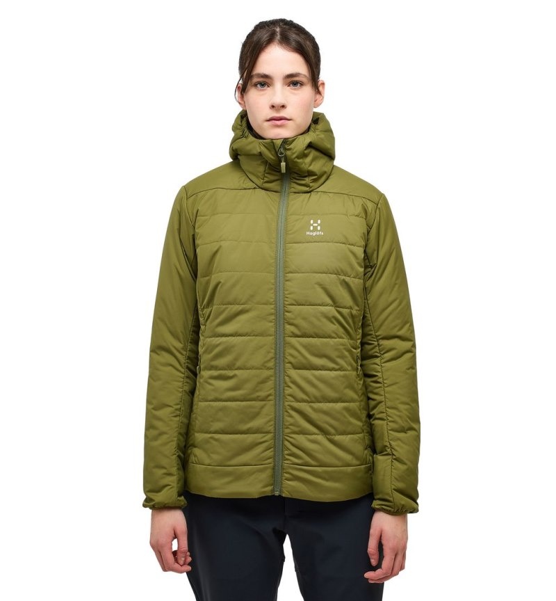 Women\'s Haglöfs Mimic Silver Hood Insulated Jackets Olive Green Canada | JO78-248