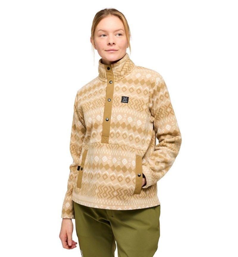 Women's Haglöfs Mora Mid Fleece Jackets Beige / Brown Canada | CX99-558