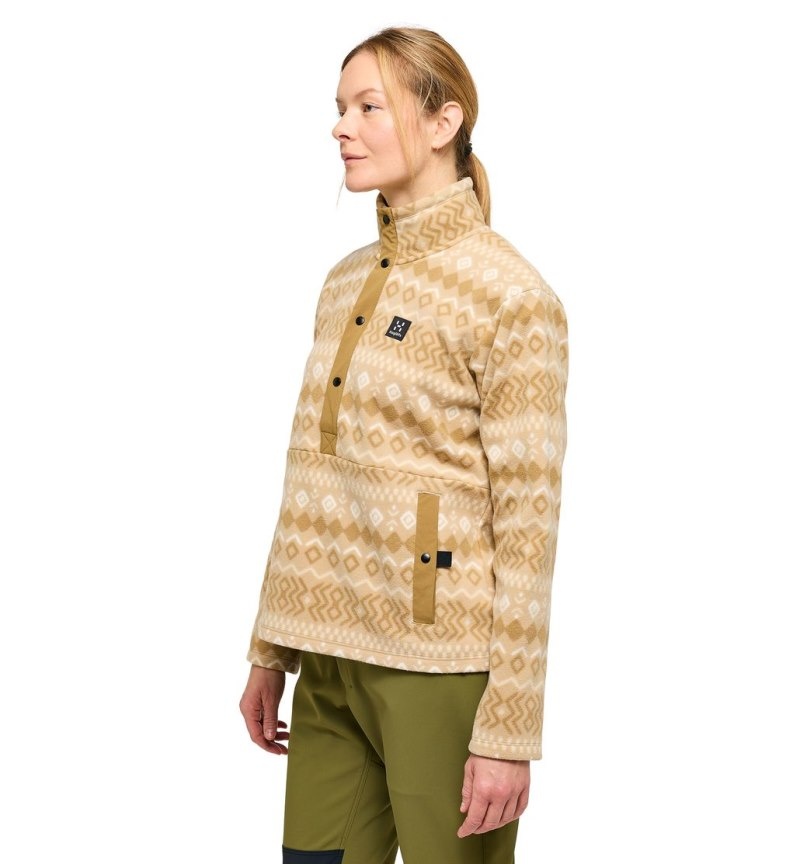 Women's Haglöfs Mora Mid Fleece Jackets Beige / Brown Canada | CX99-558