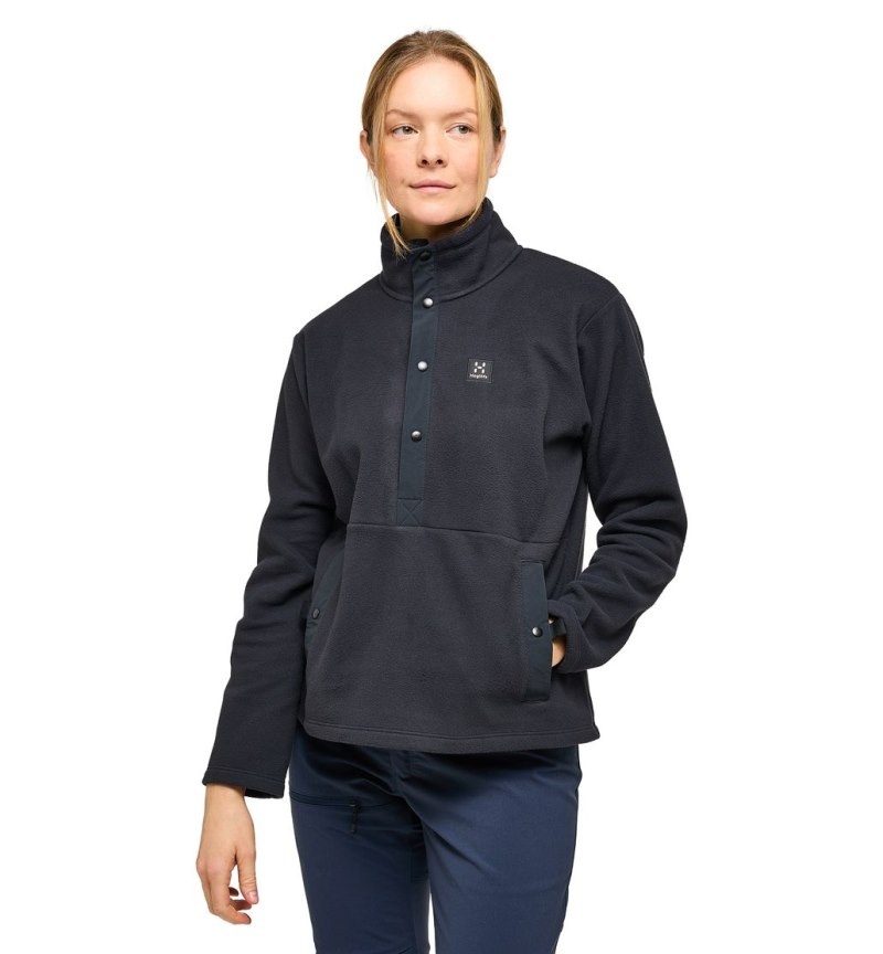 Women's Haglöfs Mora Mid Fleece Jackets Black Canada | VV30-082