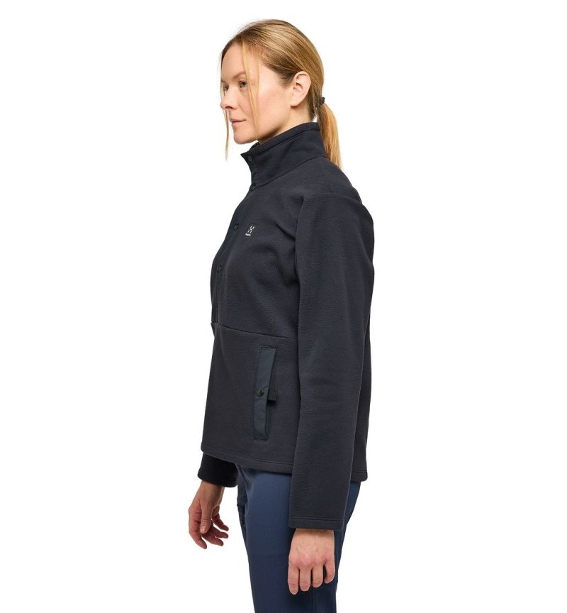 Women's Haglöfs Mora Mid Fleece Jackets Black Canada | VV30-082