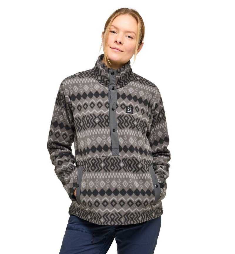 Women's Haglöfs Mora Mid Fleece Jackets Magnetite / Black Canada | KP83-108