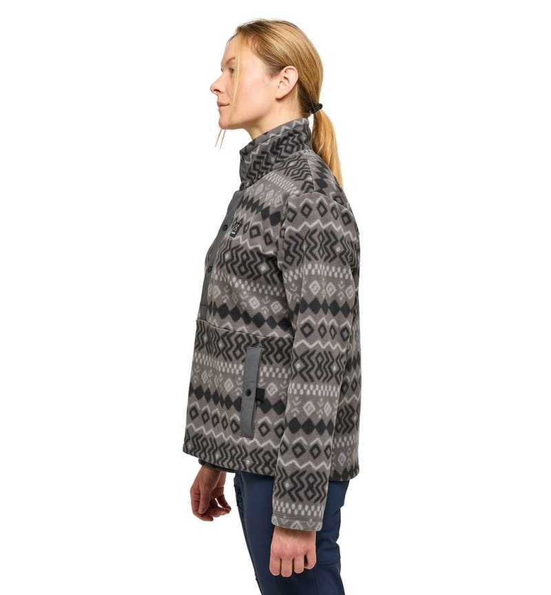 Women's Haglöfs Mora Mid Fleece Jackets Magnetite / Black Canada | KP83-108