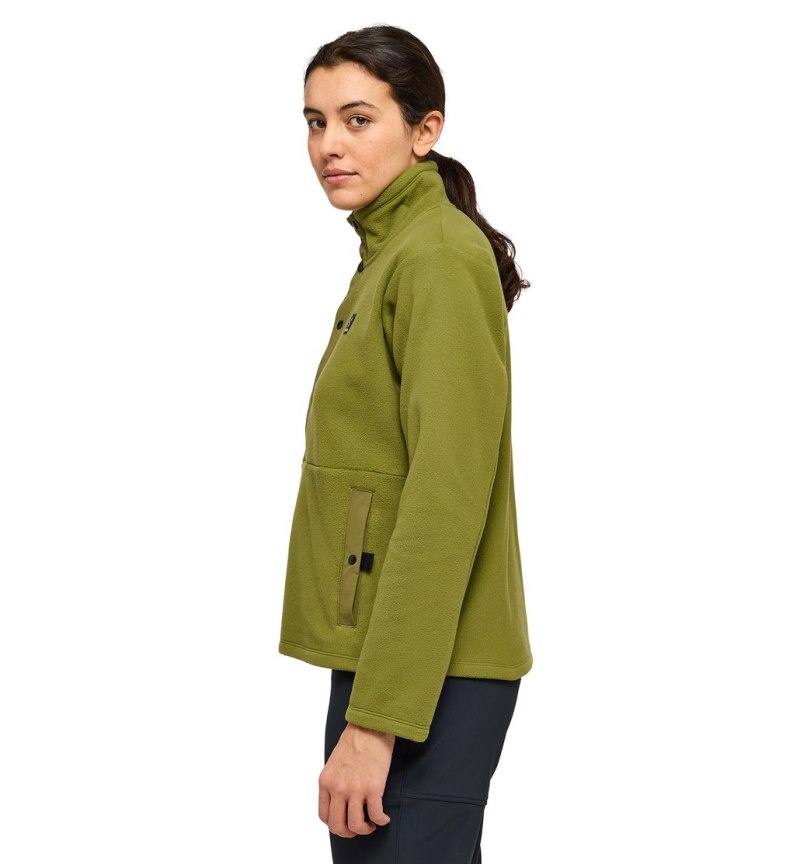 Women's Haglöfs Mora Mid Fleece Jackets Olive Green Canada | ZQ25-688