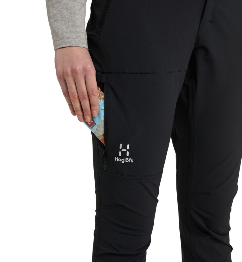 Women's Haglöfs Morän Softshell Slim Pant Softshell Trousers Black Canada | SP98-054