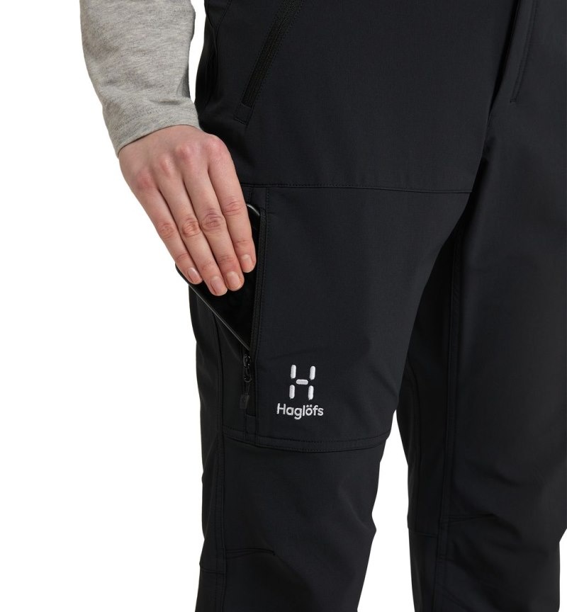 Women's Haglöfs Morän Softshell Standard Pant Softshell Trousers Black Canada | FV94-357