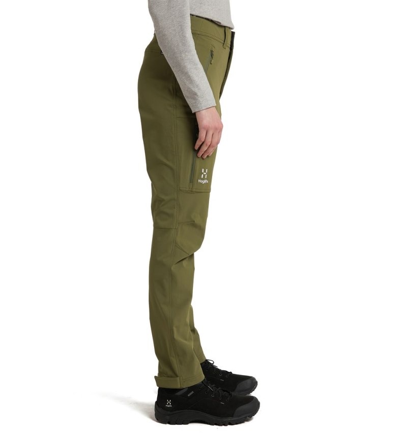 Women's Haglöfs Morän Softshell Standard Pant Softshell Trousers Olive Green Canada | HS34-790