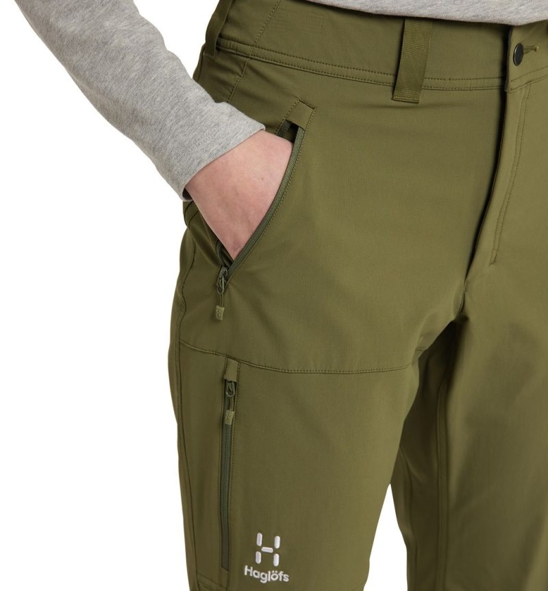 Women's Haglöfs Morän Softshell Standard Pant Softshell Trousers Olive Green Canada | HS34-790