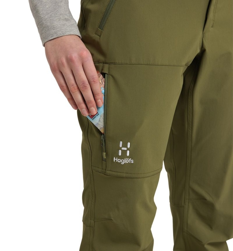 Women's Haglöfs Morän Softshell Standard Pant Softshell Trousers Olive Green Canada | HS34-790