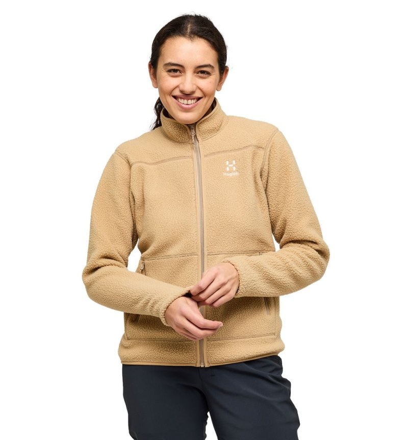 Women's Haglöfs Mossa Pile Jacket Fleece Jackets Beige Canada | ZD70-579