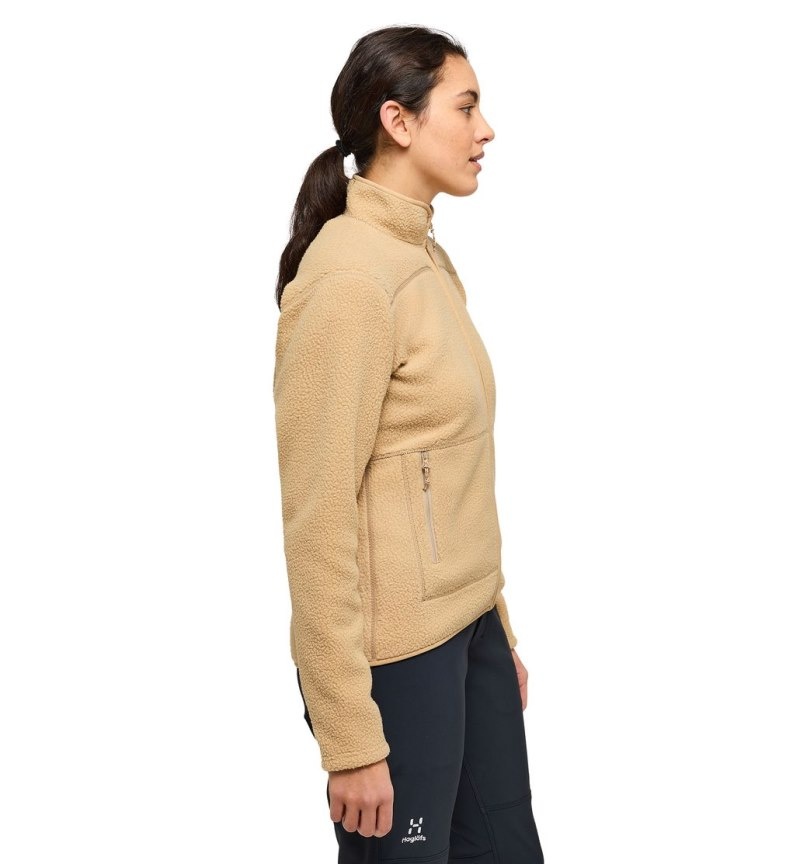 Women's Haglöfs Mossa Pile Jacket Fleece Jackets Beige Canada | ZD70-579