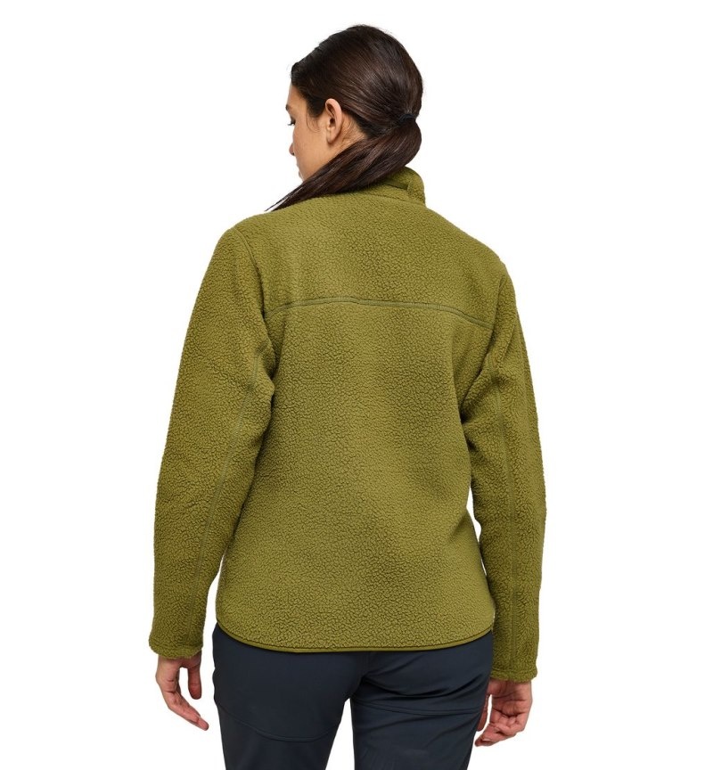 Women's Haglöfs Mossa Pile Jacket Fleece Jackets Olive Green Canada | YW23-040