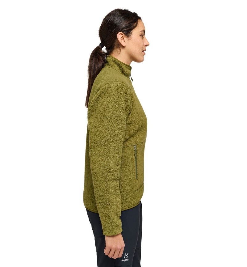 Women's Haglöfs Mossa Pile Jacket Fleece Jackets Olive Green Canada | YW23-040