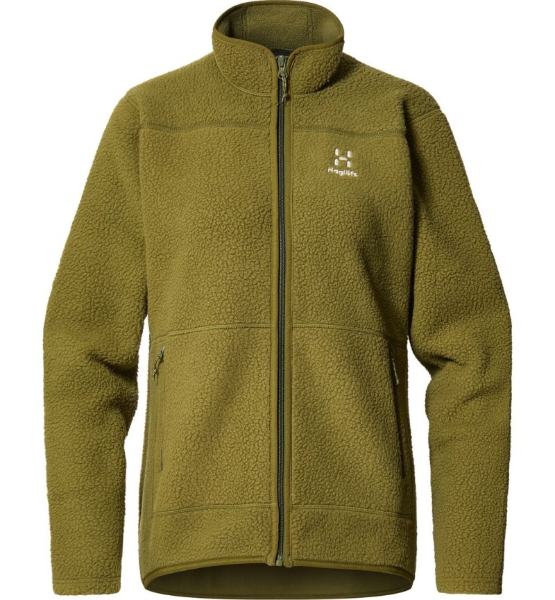 Women's Haglöfs Mossa Pile Jacket Fleece Jackets Olive Green Canada | YW23-040