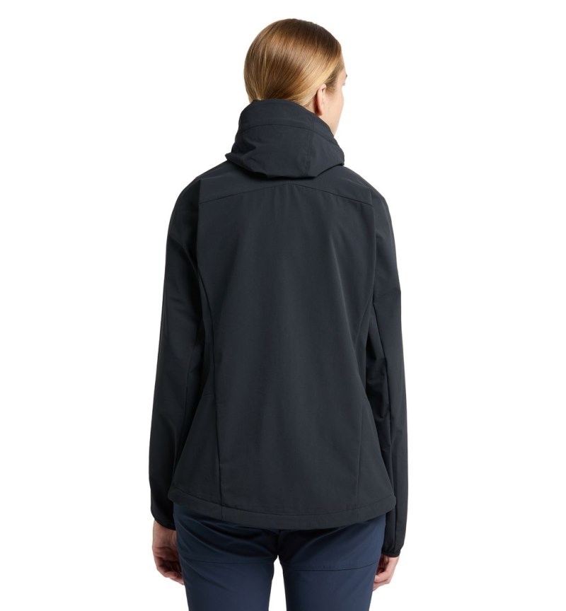 Women's Haglöfs Move Softshell Hood Windbreaker Black Canada | XL68-112