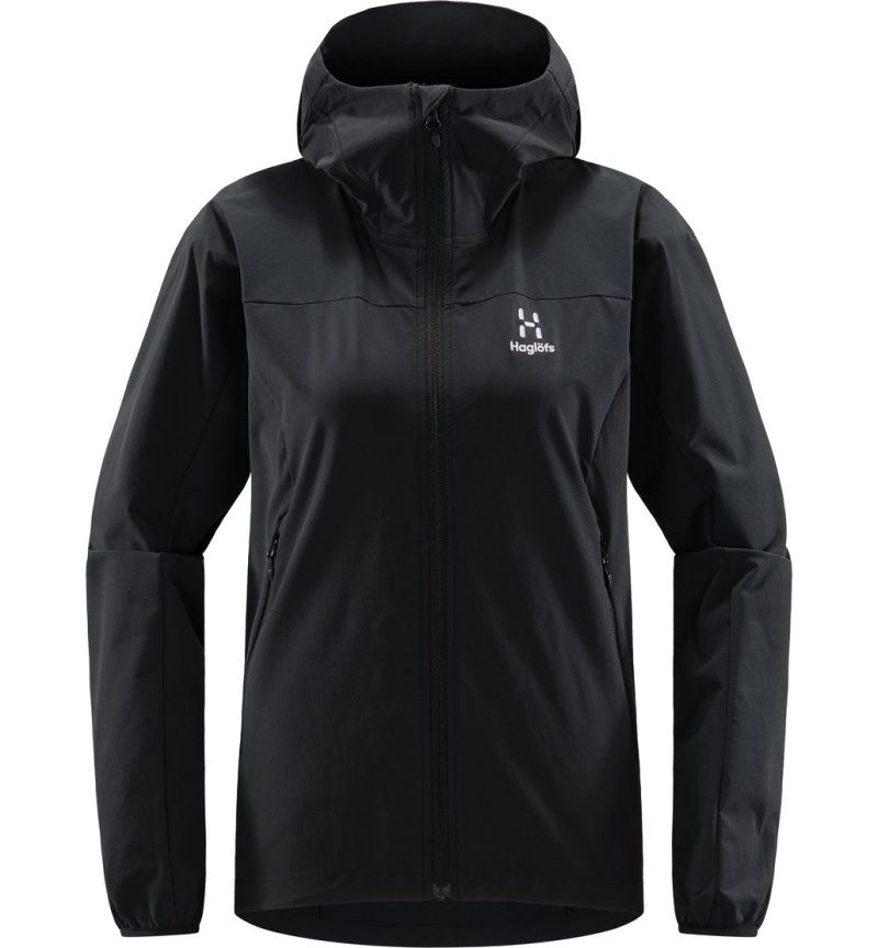 Women's Haglöfs Move Softshell Hood Windbreaker Black Canada | XL68-112