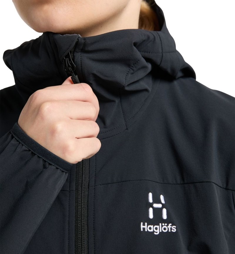 Women's Haglöfs Move Softshell Hood Windbreaker Black Canada | XL68-112