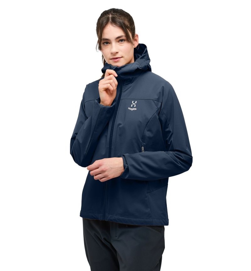 Women's Haglöfs Move Softshell Hood Windbreaker Blue Canada | RQ94-803