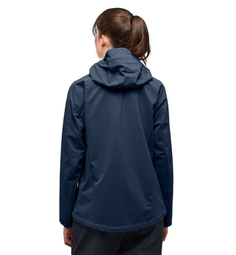 Women's Haglöfs Move Softshell Hood Windbreaker Blue Canada | RQ94-803