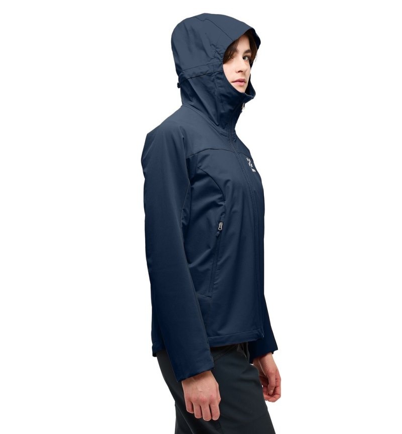 Women's Haglöfs Move Softshell Hood Windbreaker Blue Canada | RQ94-803