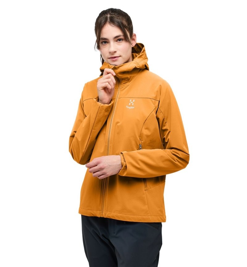 Women's Haglöfs Move Softshell Hood Windbreaker Yellow Canada | KM71-325