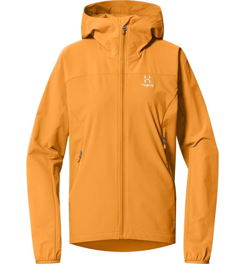 Women's Haglöfs Move Softshell Hood Windbreaker Yellow Canada | KM71-325