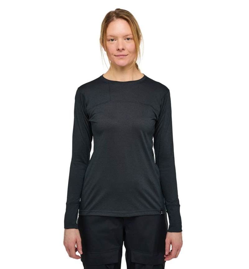 Women's Haglöfs Natural Blend Tech Crew Neck Baselayers Black Canada | PI57-700