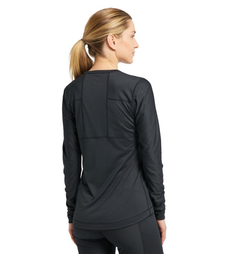 Women's Haglöfs Natural Blend Tech Crew Neck Baselayers Black Canada | PI57-700