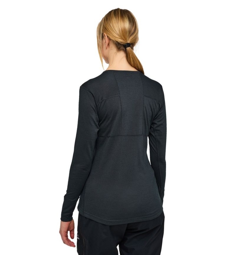 Women's Haglöfs Natural Blend Tech Crew Neck Baselayers Black Canada | PI57-700