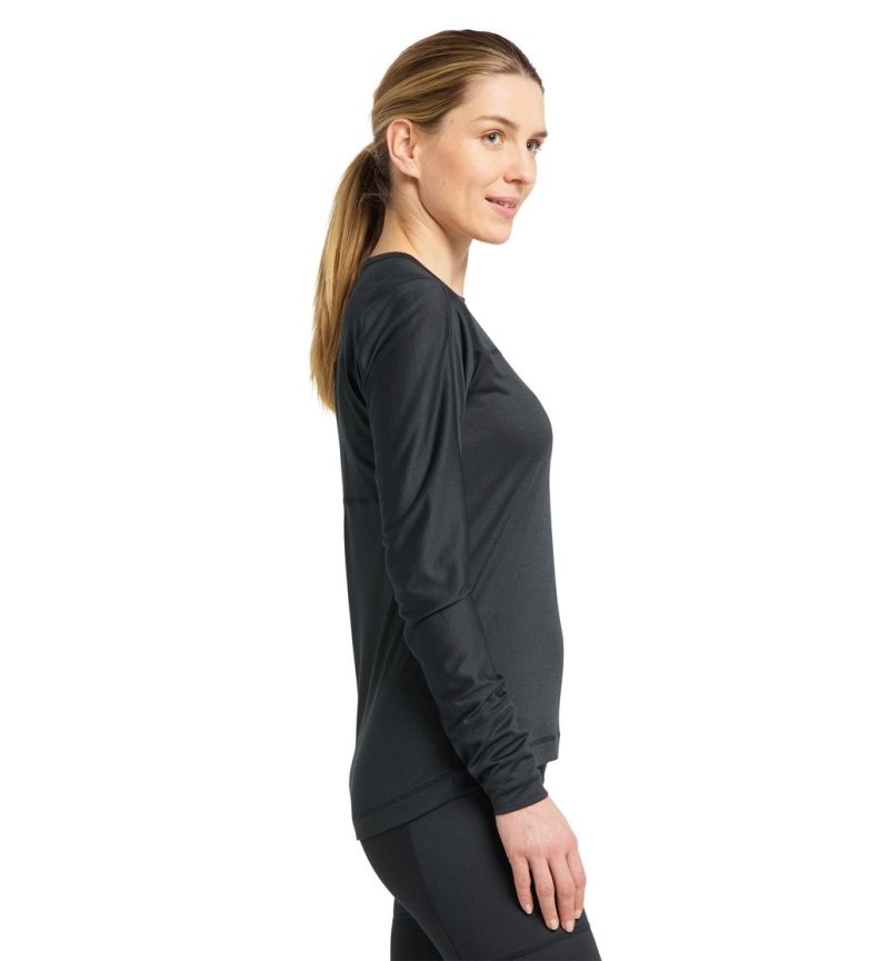 Women's Haglöfs Natural Blend Tech Crew Neck Baselayers Black Canada | PI57-700