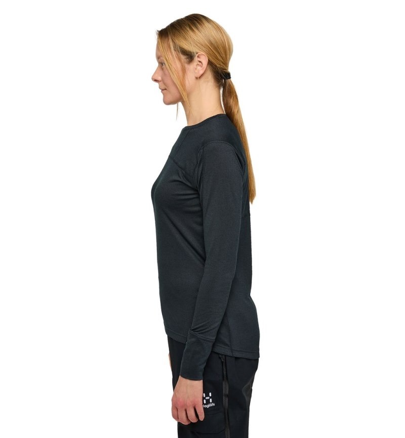 Women's Haglöfs Natural Blend Tech Crew Neck Baselayers Black Canada | PI57-700