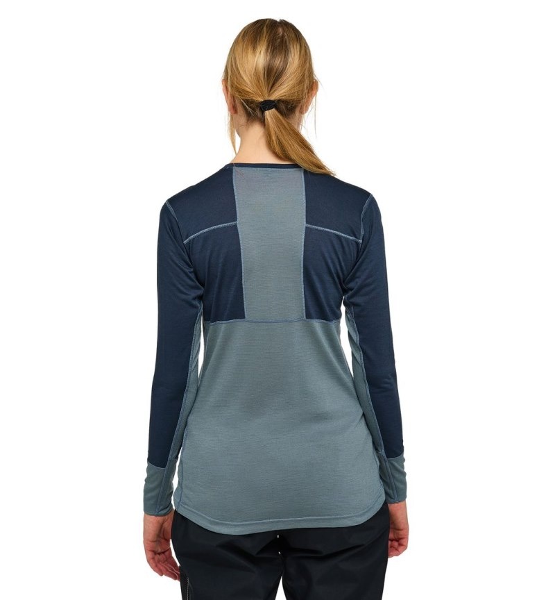 Women's Haglöfs Natural Blend Tech Crew Neck Baselayers Blue / Blue Canada | DY51-109