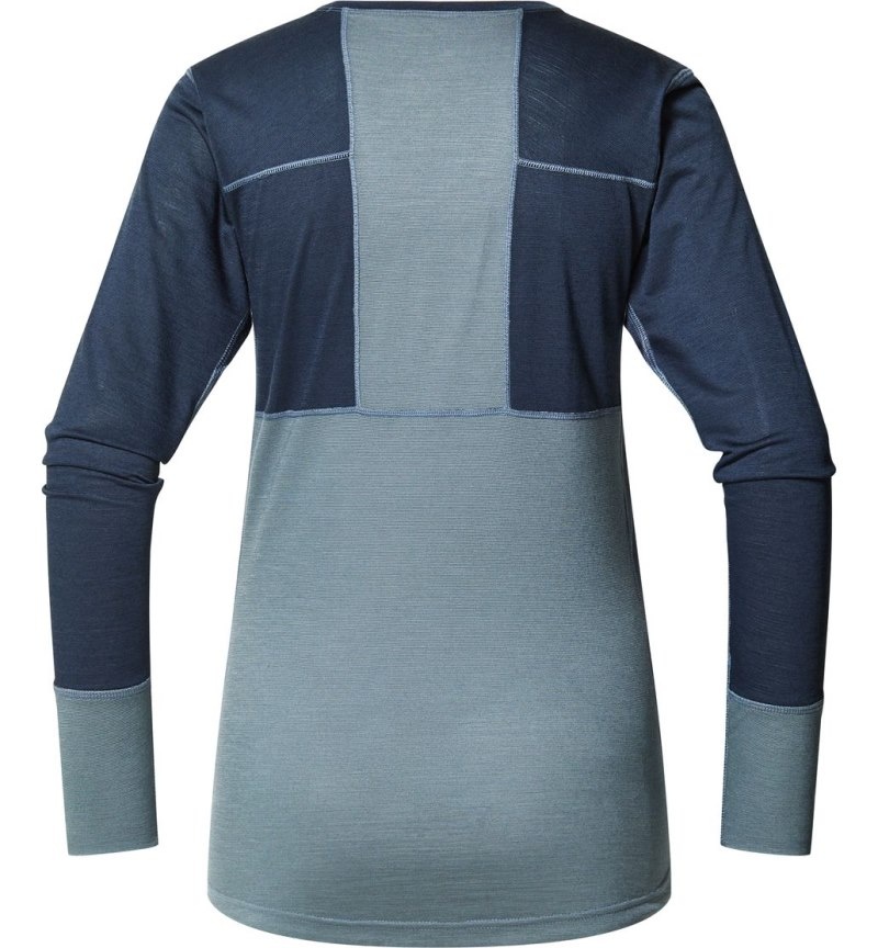 Women's Haglöfs Natural Blend Tech Crew Neck Baselayers Blue / Blue Canada | DY51-109