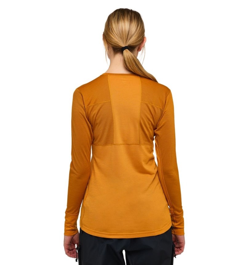 Women's Haglöfs Natural Blend Tech Crew Neck Baselayers Yellow / Golden Brown Canada | LT14-665