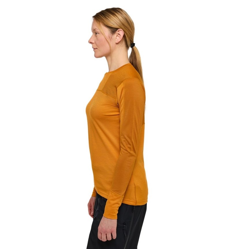 Women's Haglöfs Natural Blend Tech Crew Neck Baselayers Yellow / Golden Brown Canada | LT14-665