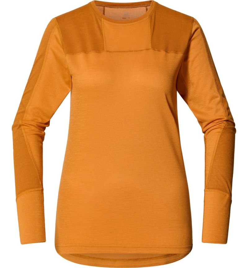 Women's Haglöfs Natural Blend Tech Crew Neck Baselayers Yellow / Golden Brown Canada | LT14-665