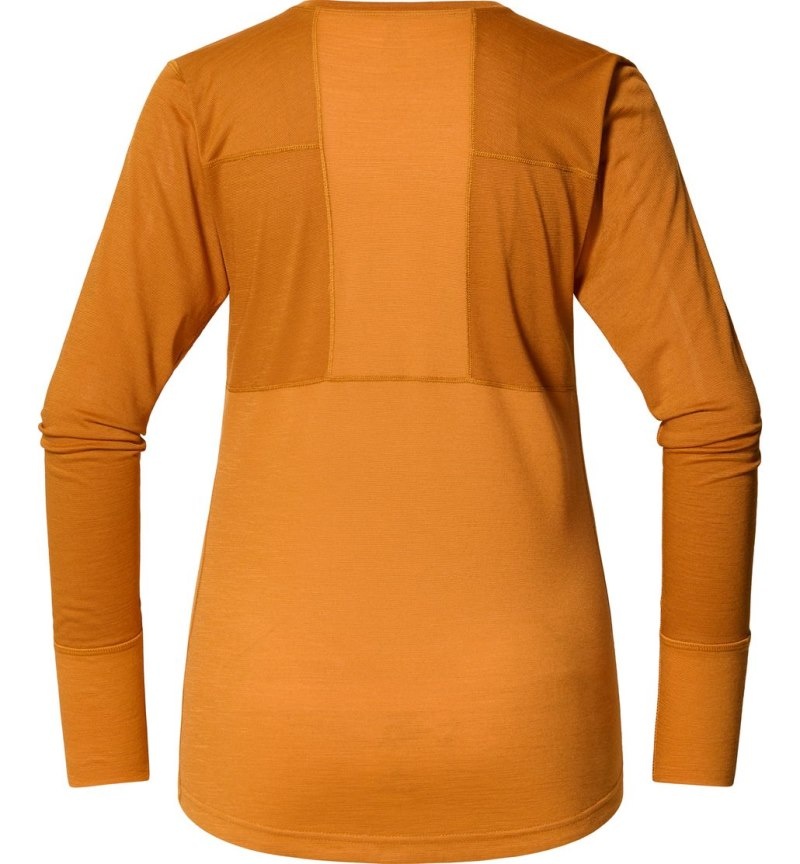 Women's Haglöfs Natural Blend Tech Crew Neck Baselayers Yellow / Golden Brown Canada | LT14-665