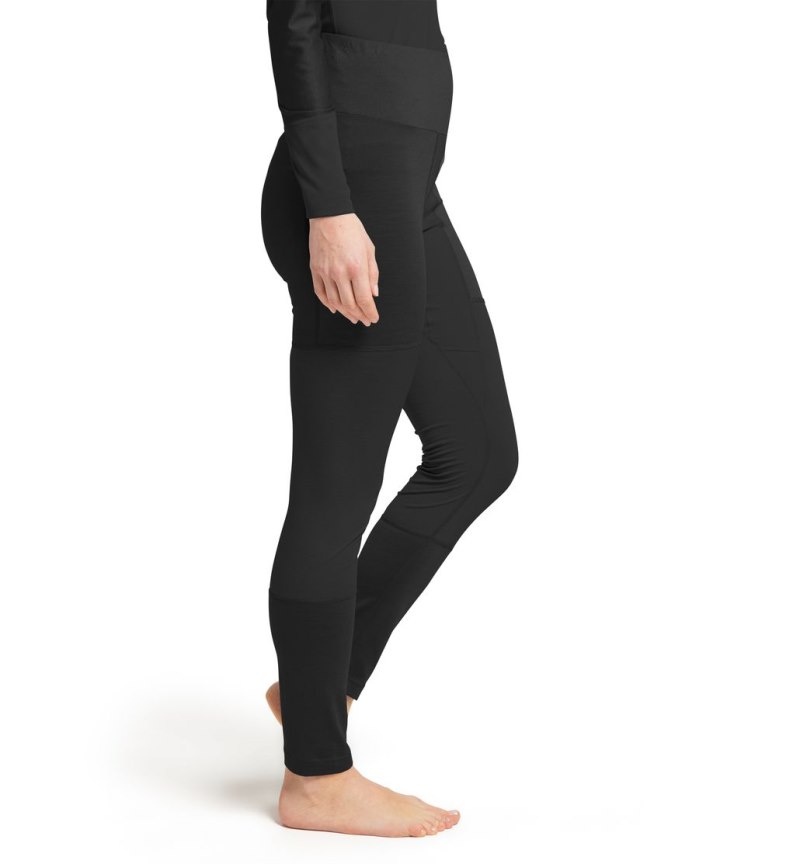 Women's Haglöfs Natural Blend Tech Long Johns Tights Black Canada | BM58-849