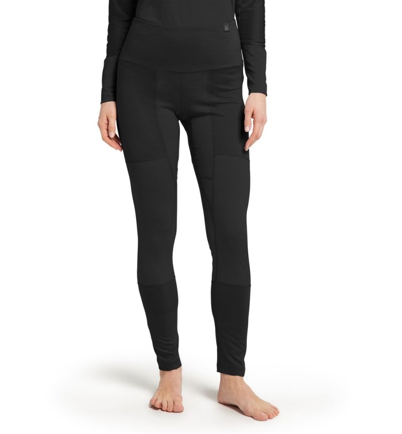 Women\'s Haglöfs Natural Blend Tech Long Johns Tights Black Canada | BM58-849