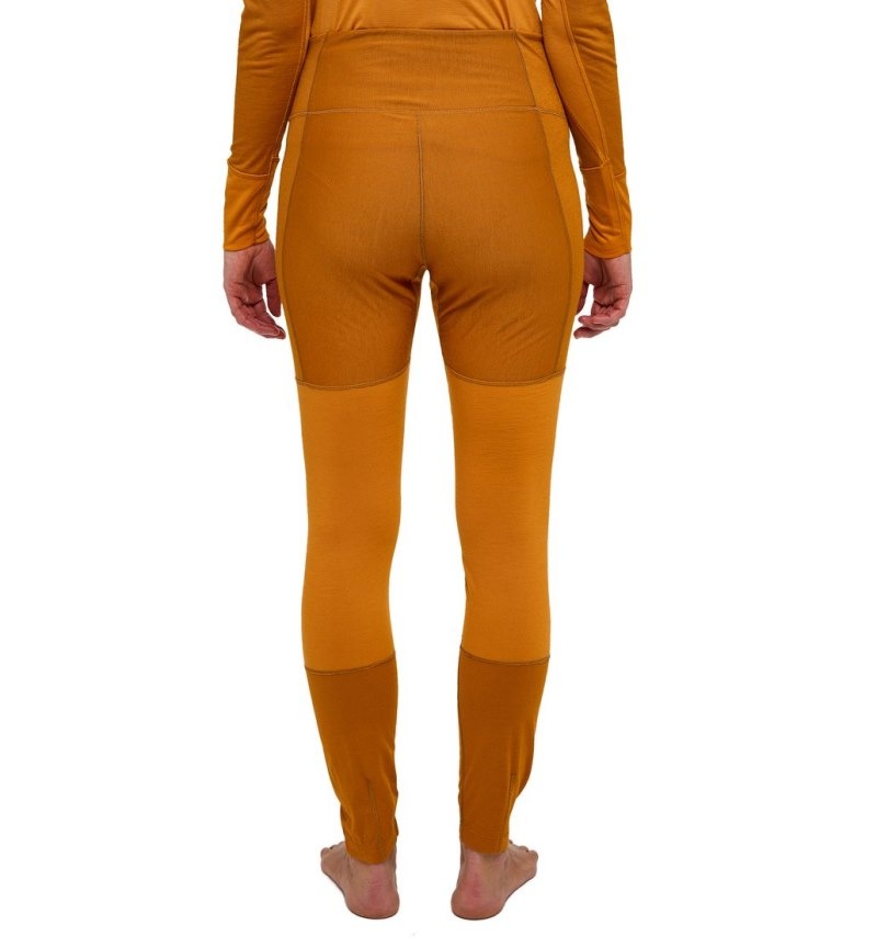 Women's Haglöfs Natural Blend Tech Long Johns Tights Yellow / Golden Brown Canada | XB78-002