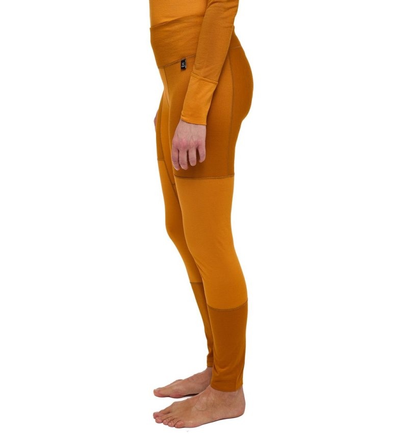 Women's Haglöfs Natural Blend Tech Long Johns Tights Yellow / Golden Brown Canada | XB78-002