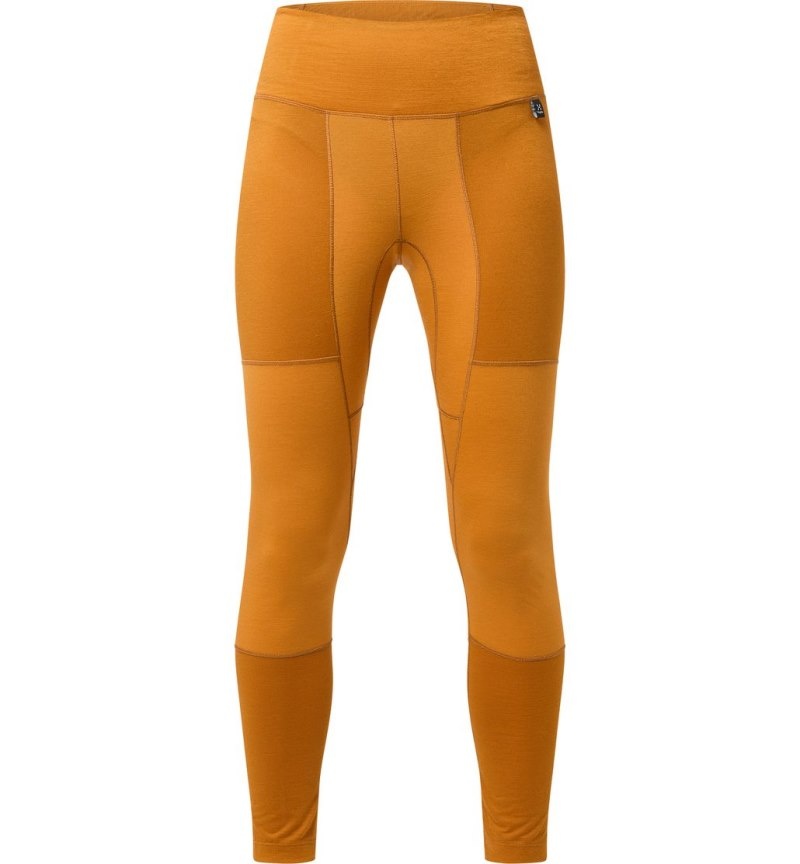 Women's Haglöfs Natural Blend Tech Long Johns Tights Yellow / Golden Brown Canada | XB78-002