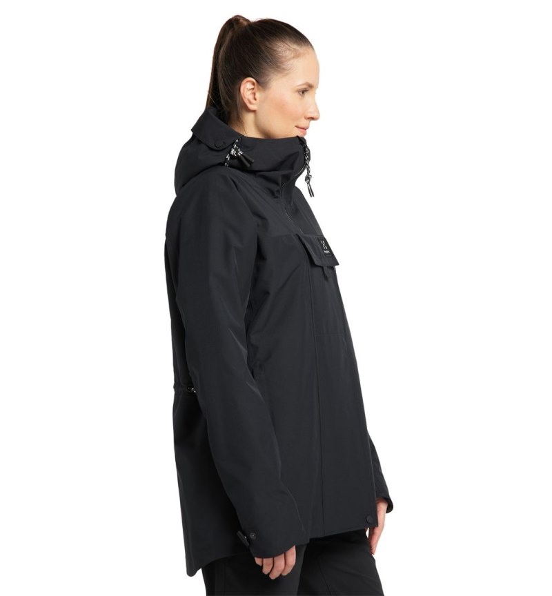 Women's Haglöfs Orsa Parka Windbreaker Black Canada | FF89-162