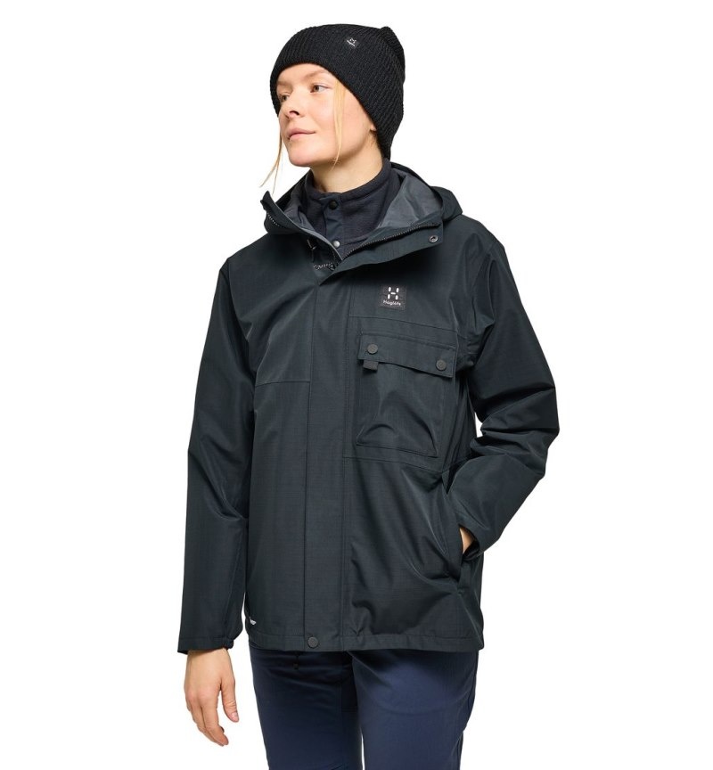 Women's Haglöfs Porfyr Proof Jacket Windbreaker Black Canada | YA61-787