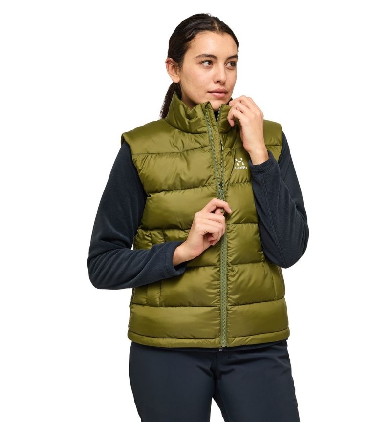 Women's Haglöfs Puffy Mimic Vest Insulated Jackets Olive Green Canada | YL08-447